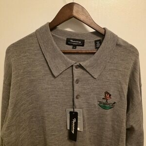 Tuscany Men's Gray Fine Wool Sweater Pullover XL Golf Logo Embroidered Timberlin